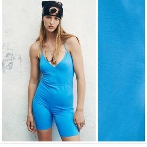Zara biker bodysuit size medium in blue new with tags